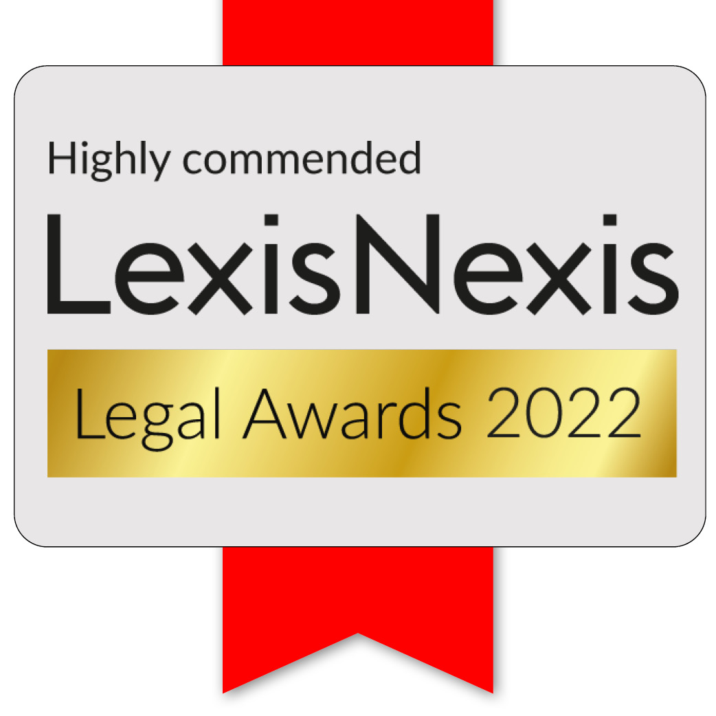 Lexis Nexis Legal awards highly commended award winner badge