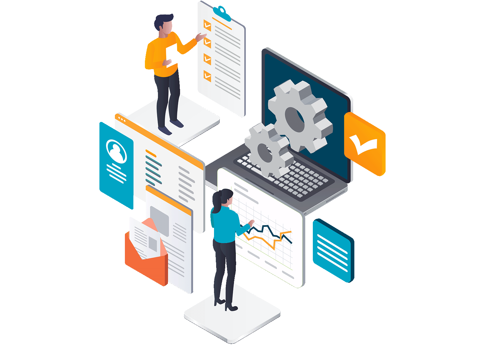 isometric design of people using integrated technology and systems