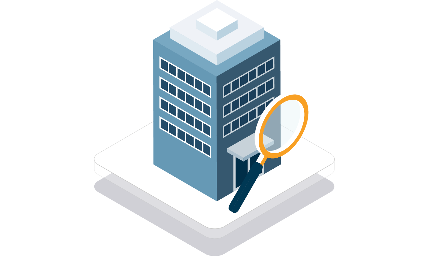 commercial property with magnifying glass isometric